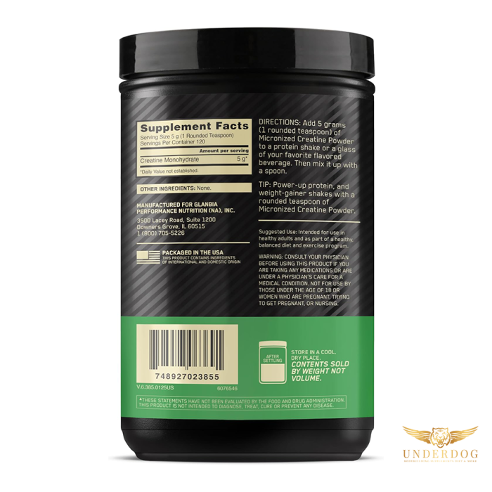 optimum nutriution creatine monohydrate 600 გრ